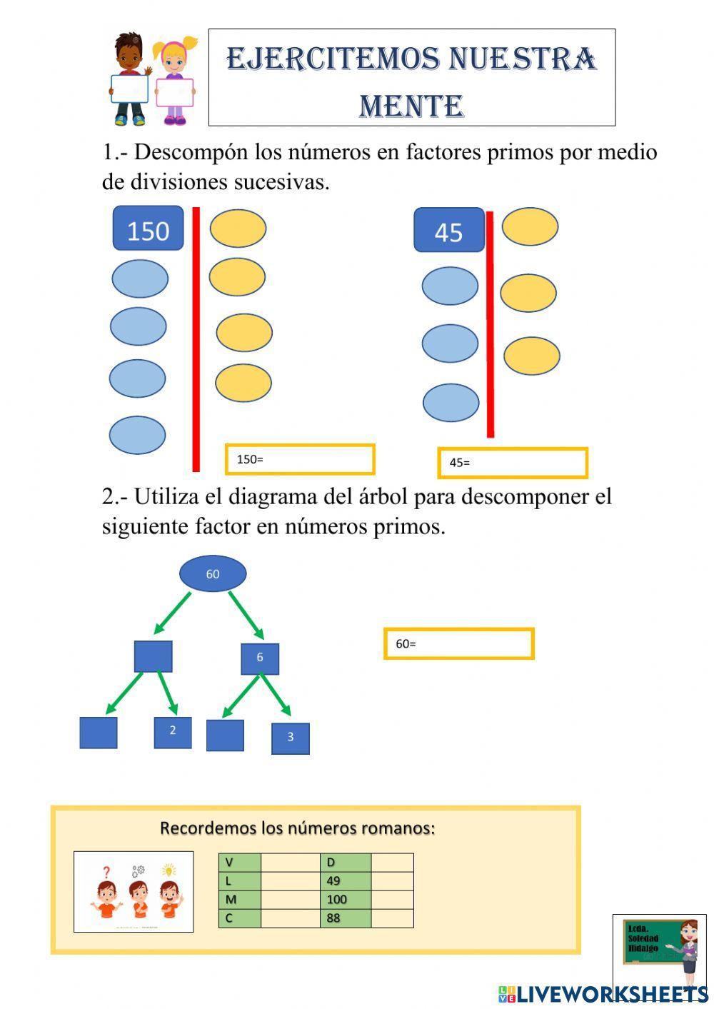 Descomposición de factores en números primos