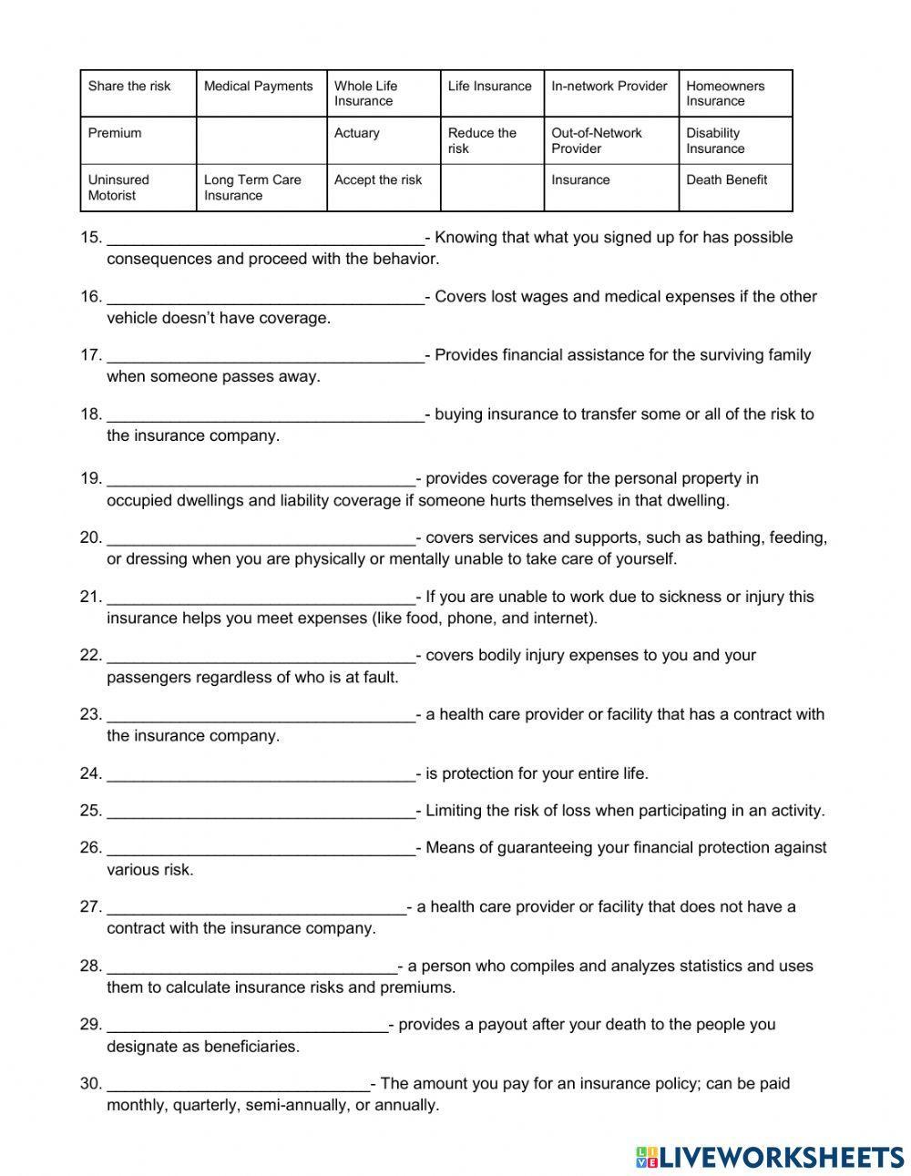 Insurance Review - Matching