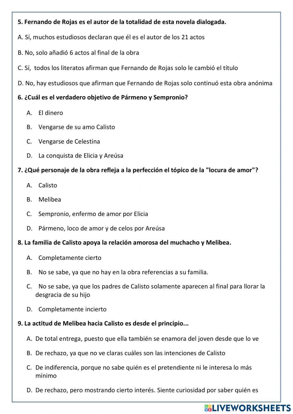 Test de La Celestina