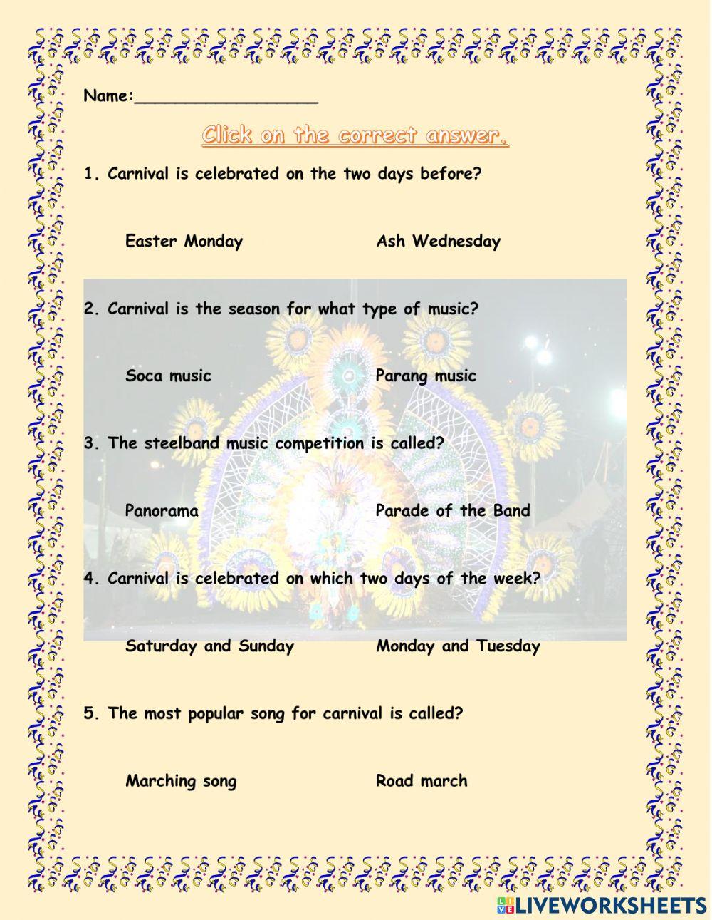 Trinidad and Tobago Carnival Quiz