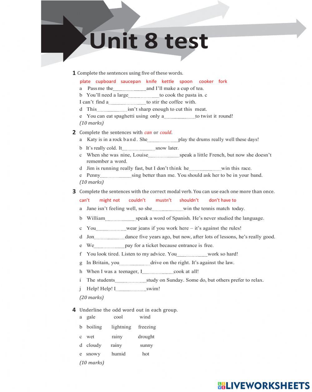 Pet result unit 8 revision