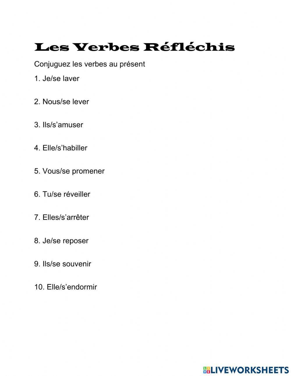 Les Verbes Réféchis-Présent