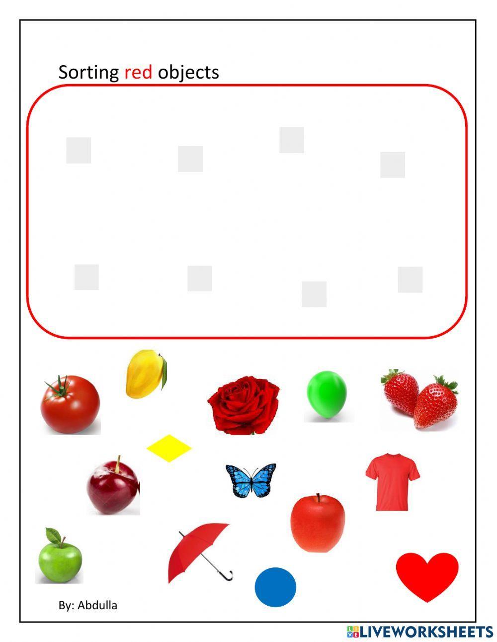 Sorting red color objects