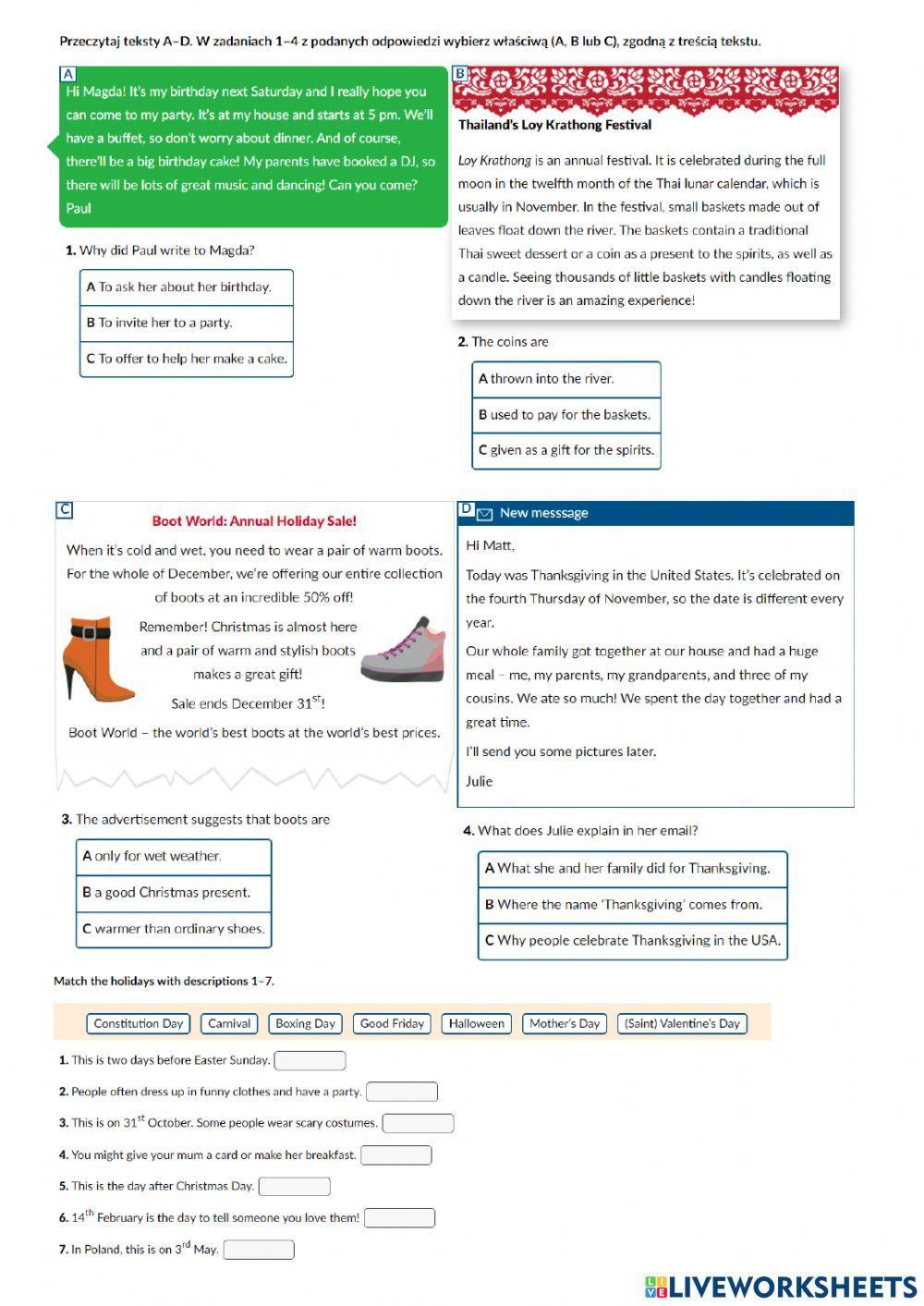 Życie prywatne - receptive skills