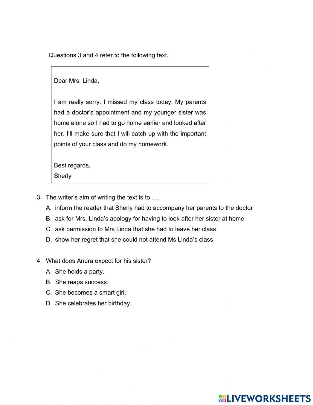 Short messages text exercise 4695164 imas alawiyah