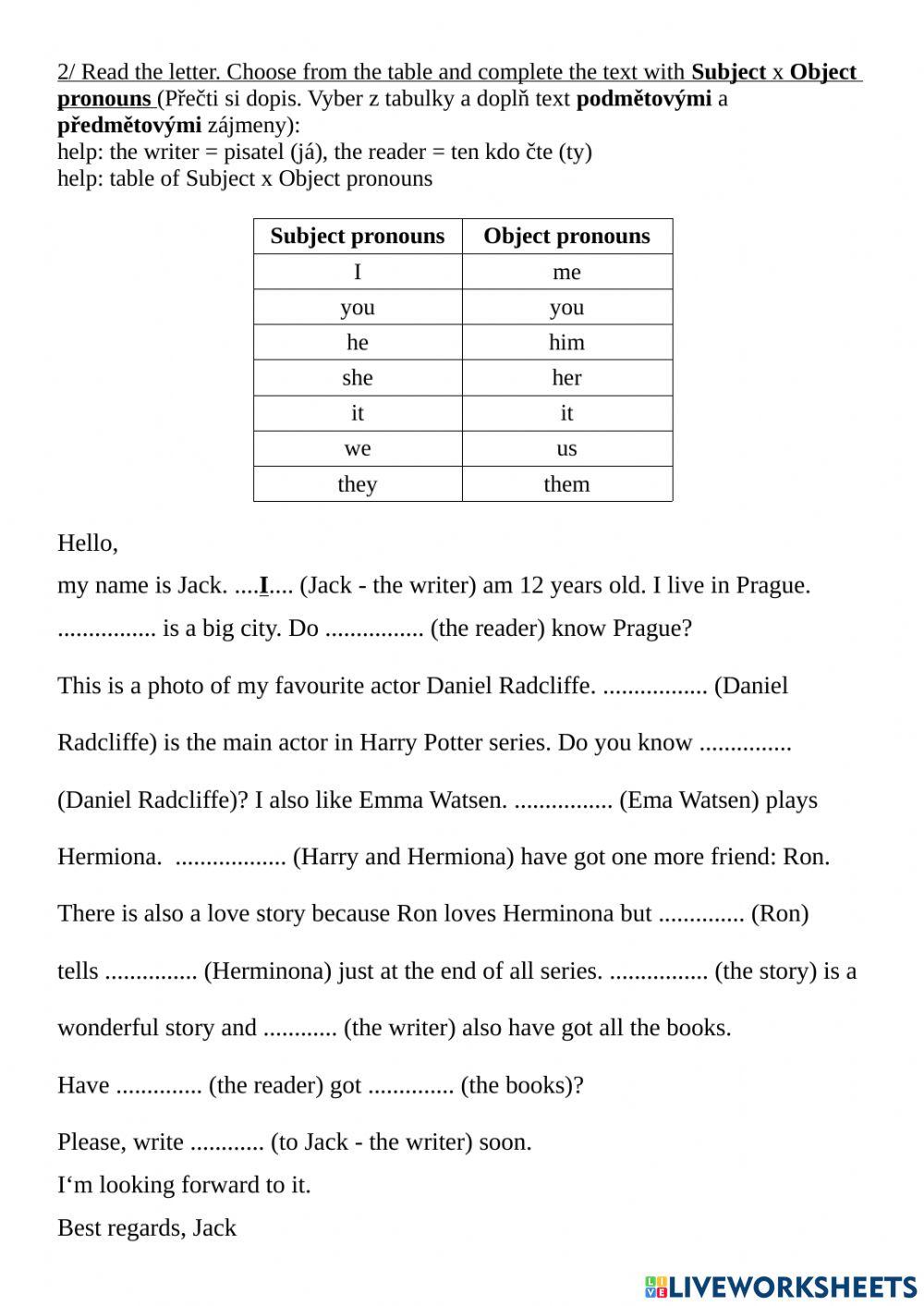 Subject x Object pronouns, Must