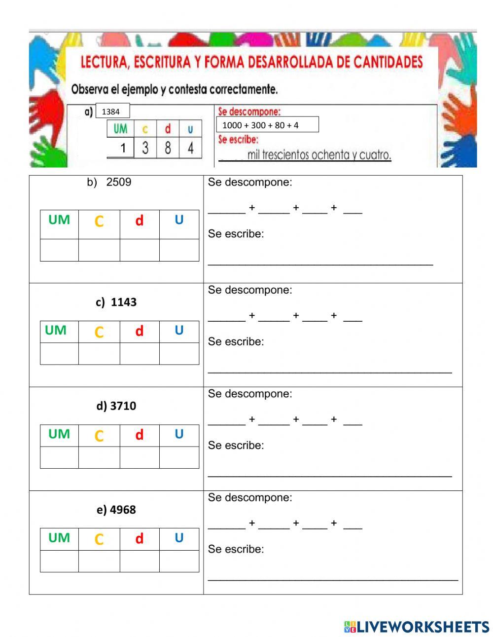 Cantidades  hasta el millar