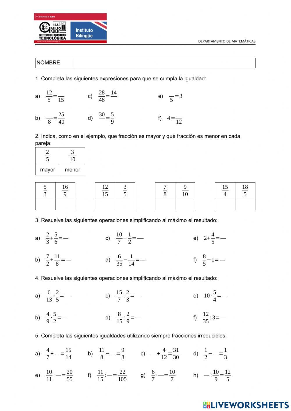 Repaso de fracciones