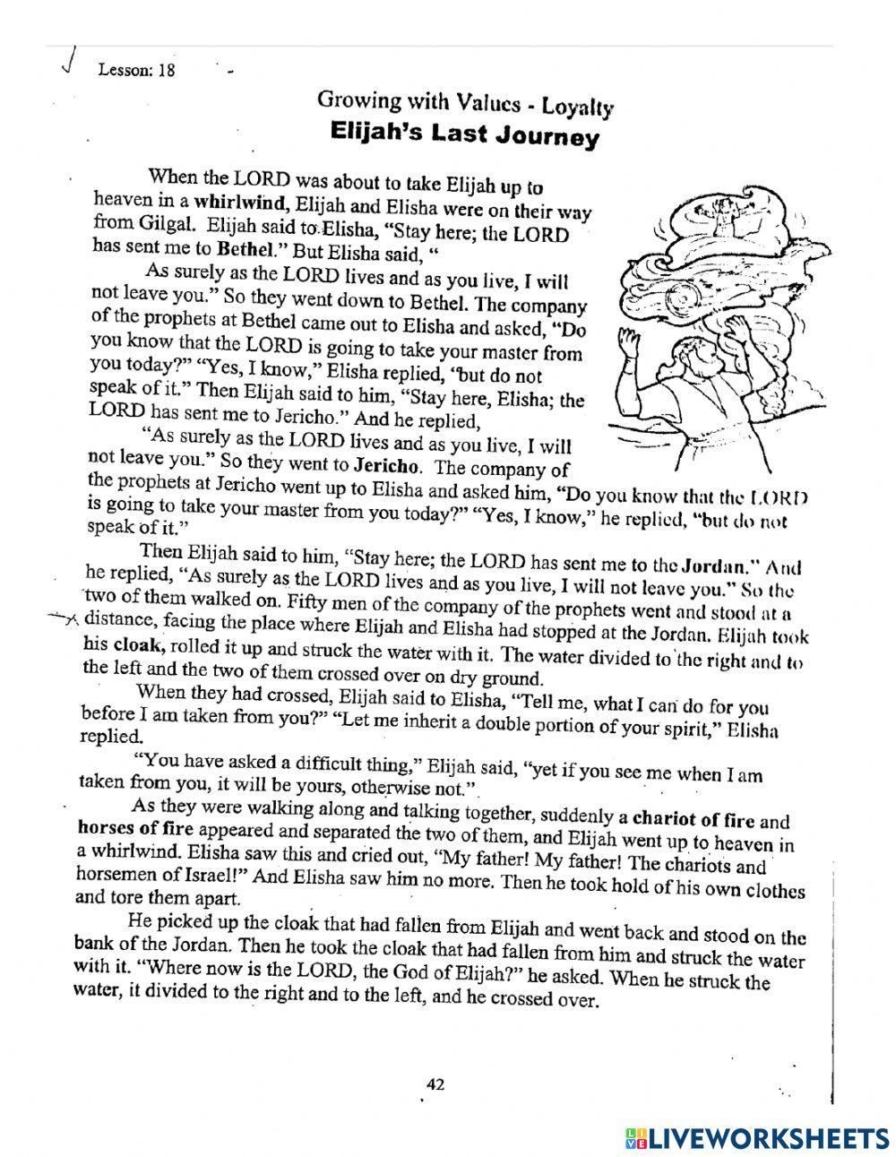 Loyalty- Elijah's Last Journey Loyalty- Elijah's Last Journey