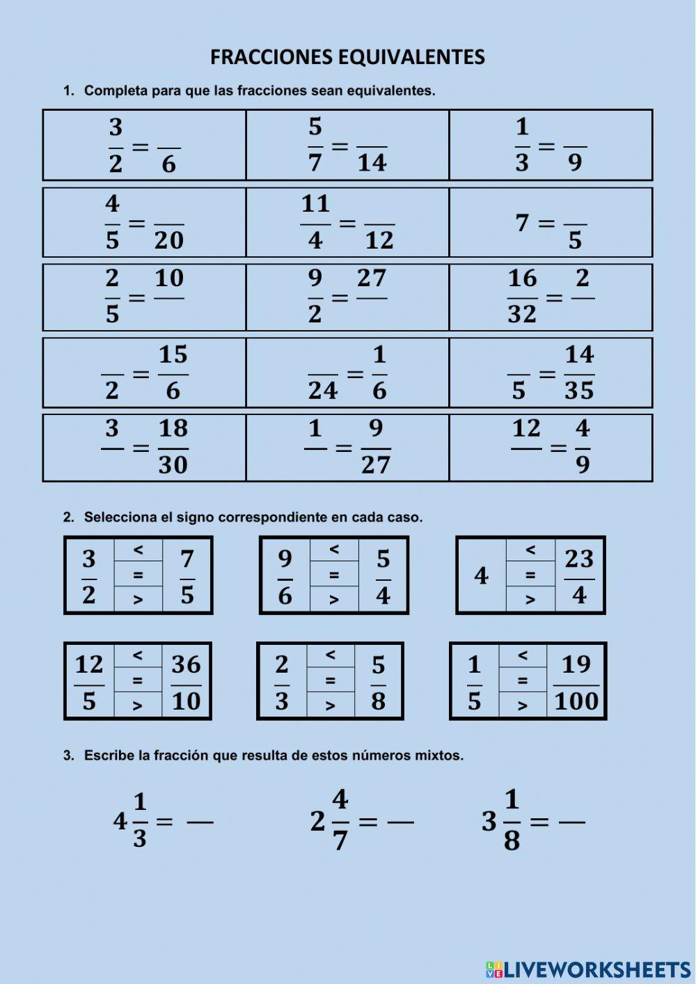 Fracciones equivalentes