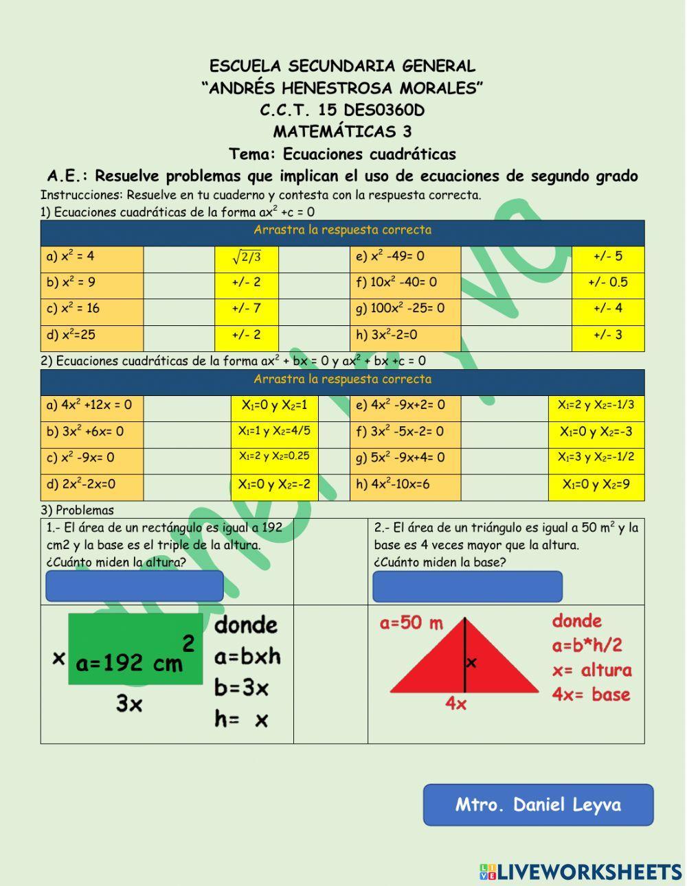 Ecuaciones de segundo grado