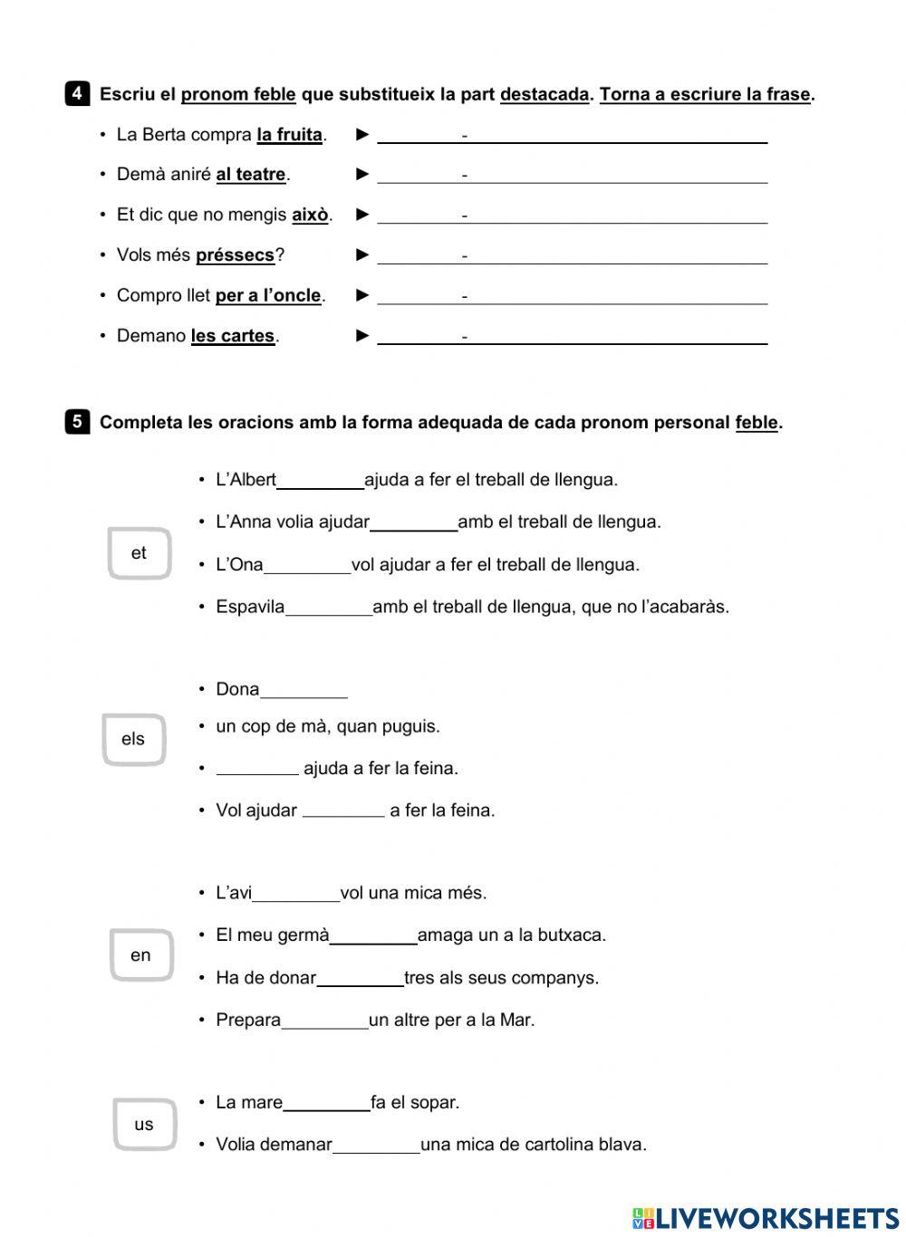 Pronoms forts i febles CS Primària