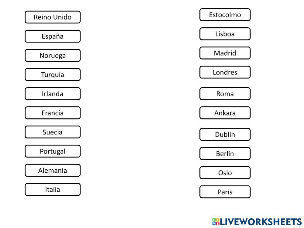 Países europeos y sus capitales