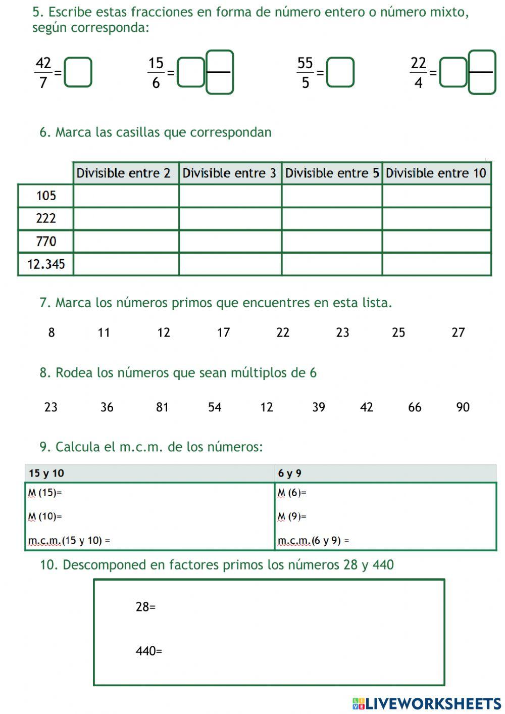 Operaciones con fracciones. Trimestre2b