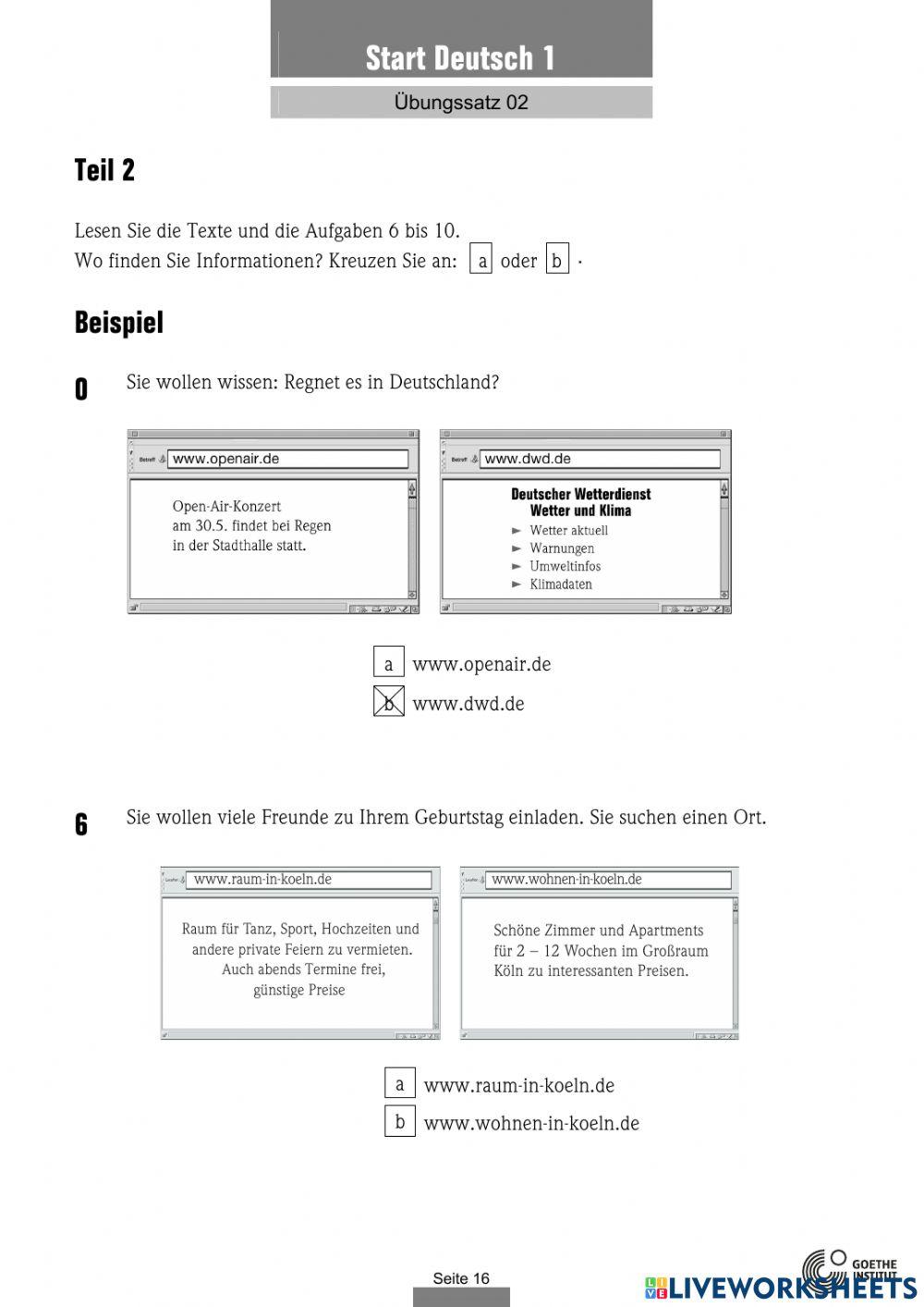 Start auf Deutsch A1 - Lesen