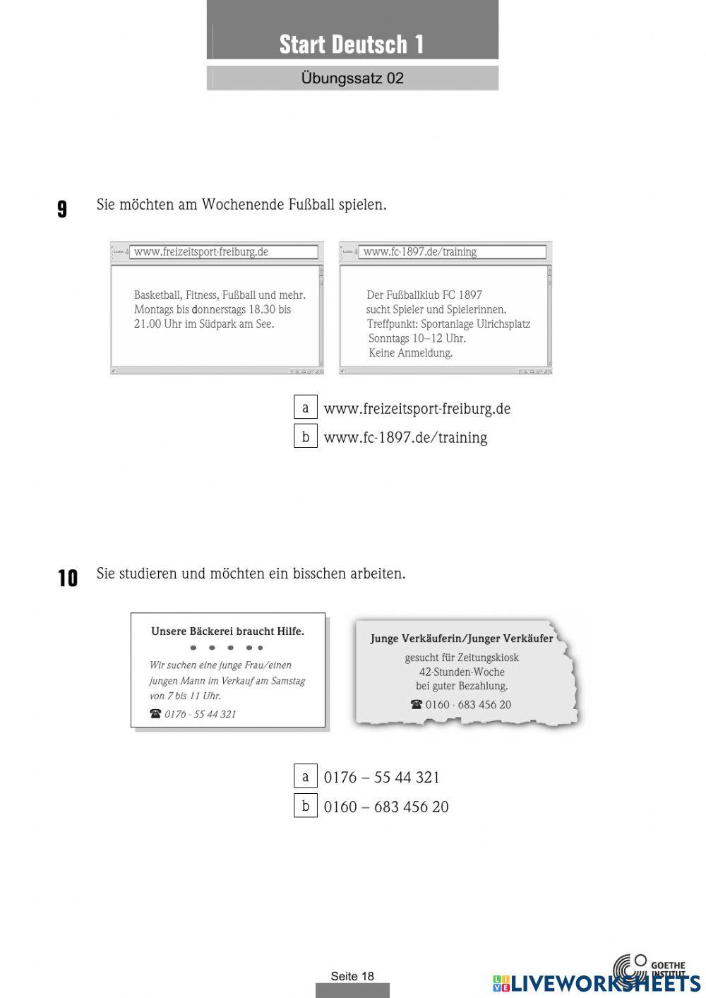 Start auf Deutsch A1 - Lesen
