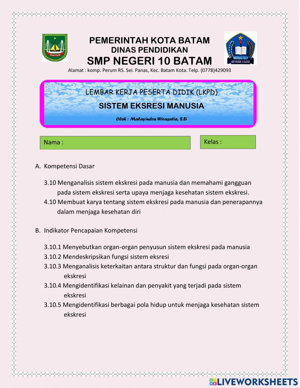 LKPD Sistem Eksresi Pada Manusia