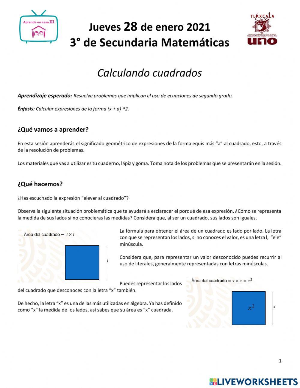 Calculando cuadros