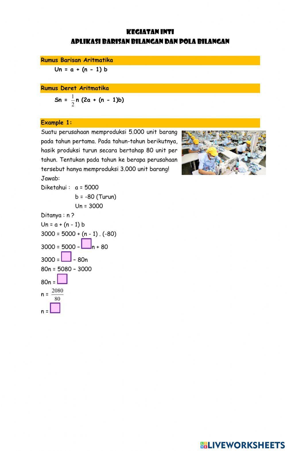 LKPD Aplikasi Barisan Deret Aritmatika