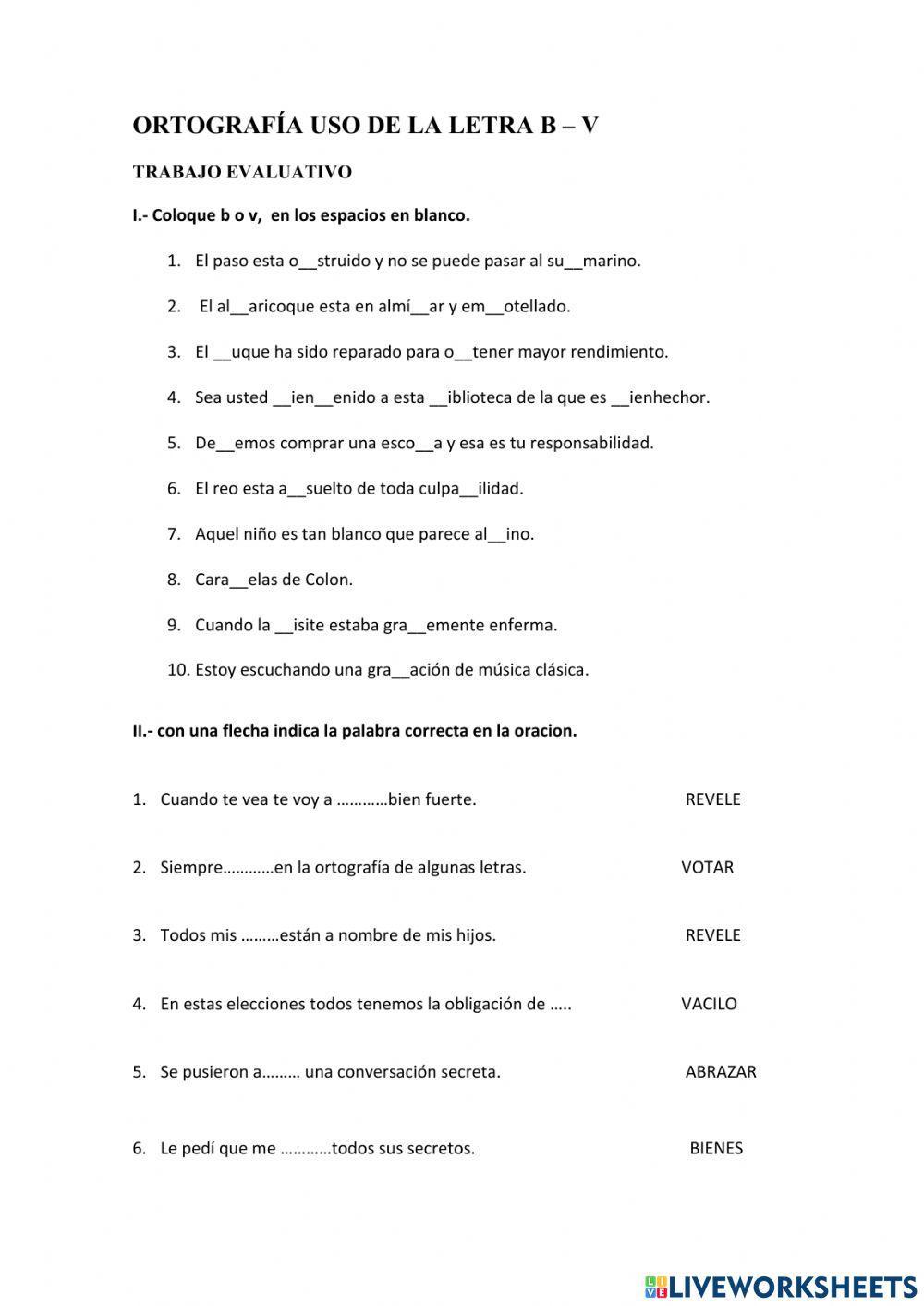 ORTOGRAFIA USO DE LA B -V ORTOGRAFIA USO DE LA B -V