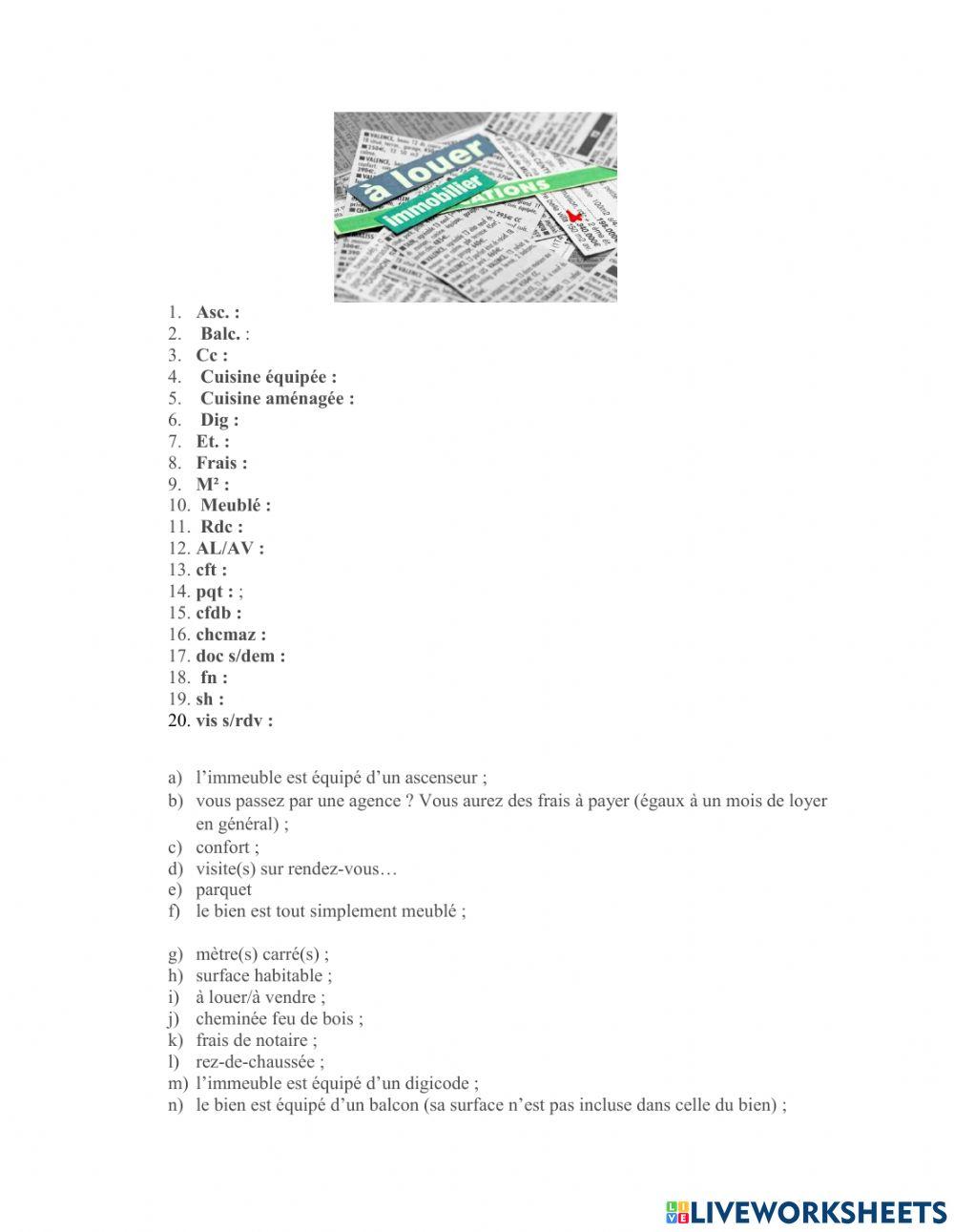 Annonces immobilières : un vocabulaire