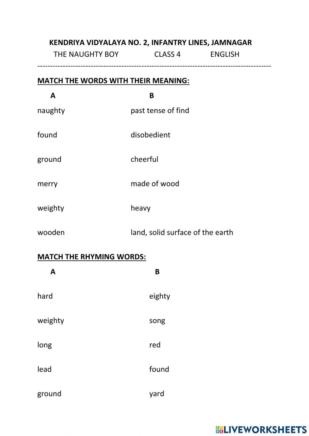 The Naughty Boy Worksheet Live Worksheets the-naughty-boy-worksheet-live-worksheets
