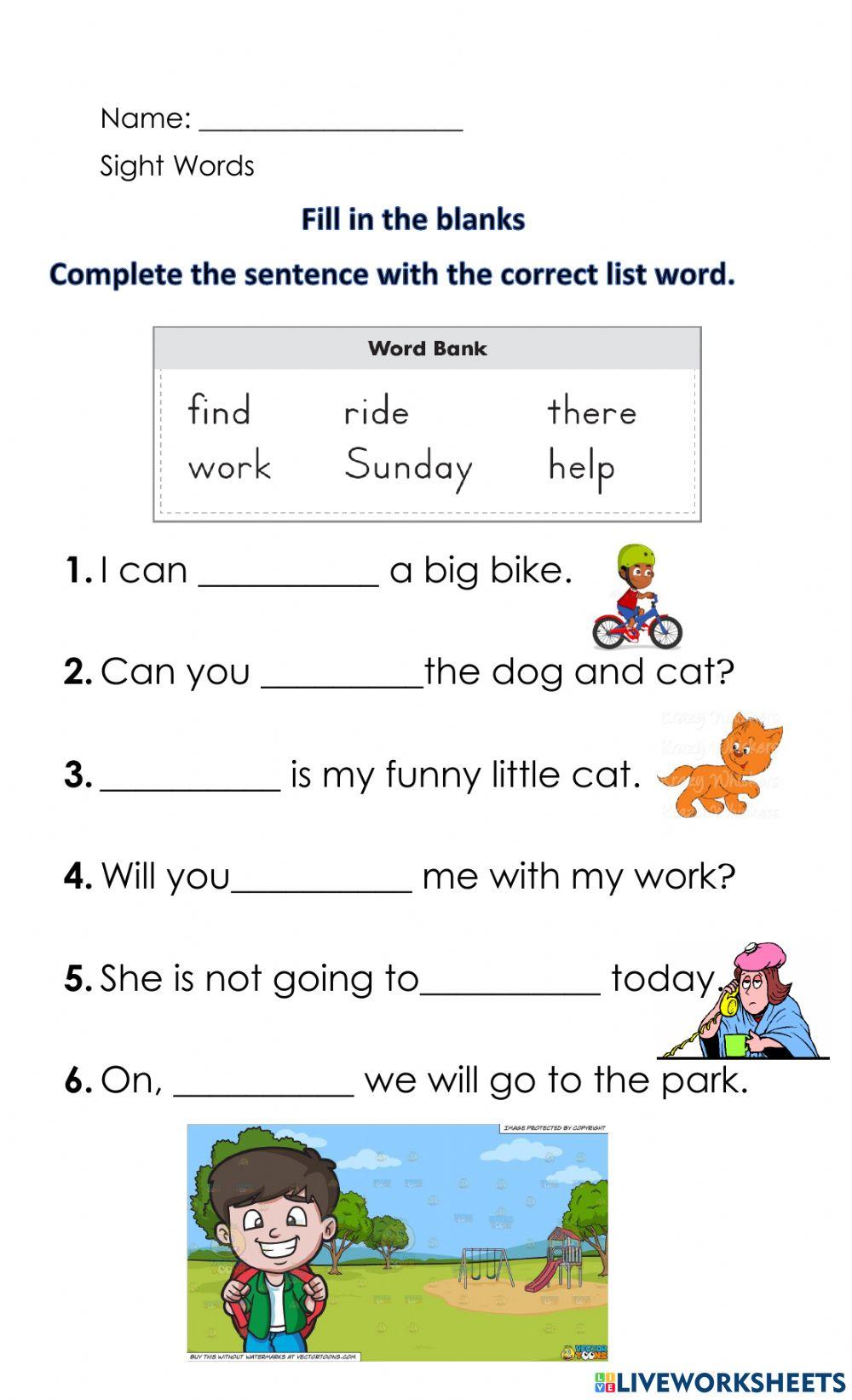 695649 Sight Words NSweeting LiveWorksheets