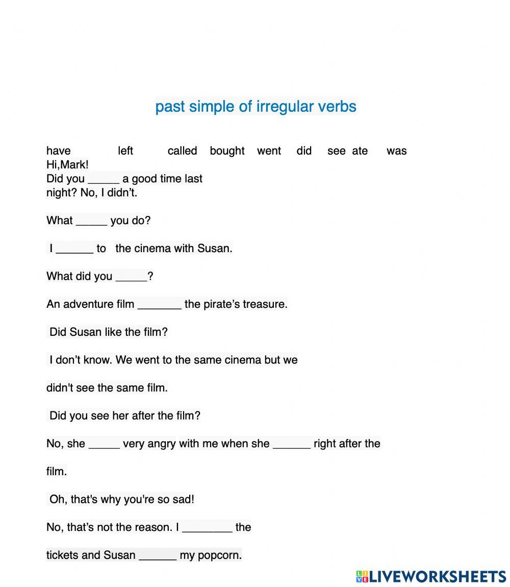 Past simple(Irregular Verbs)