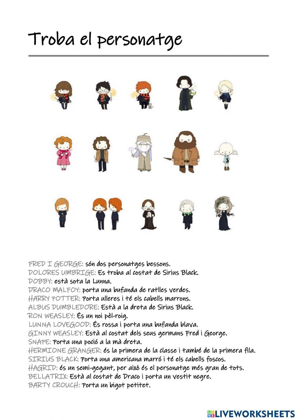 Troba el  personatge de Harry Potter