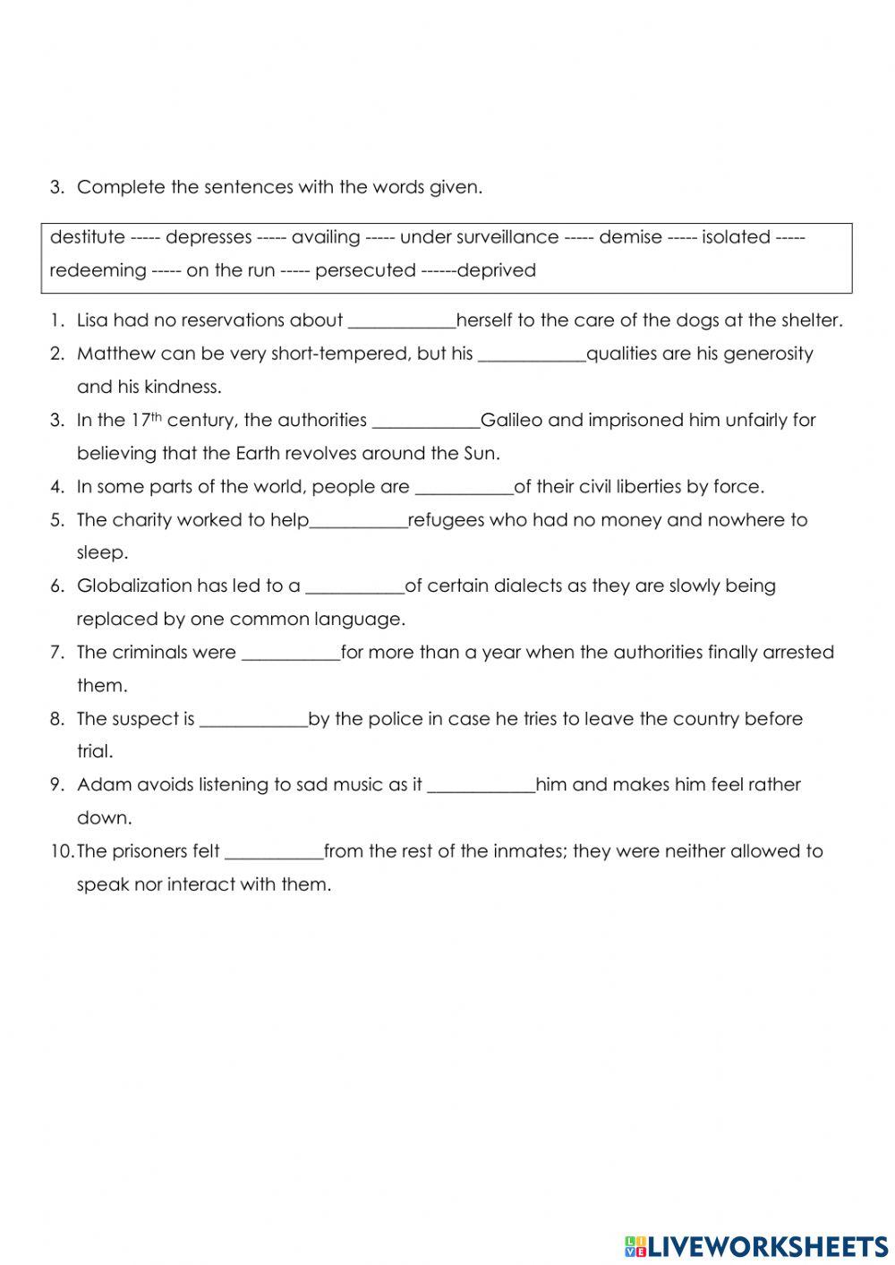 C2 ESL worksheets