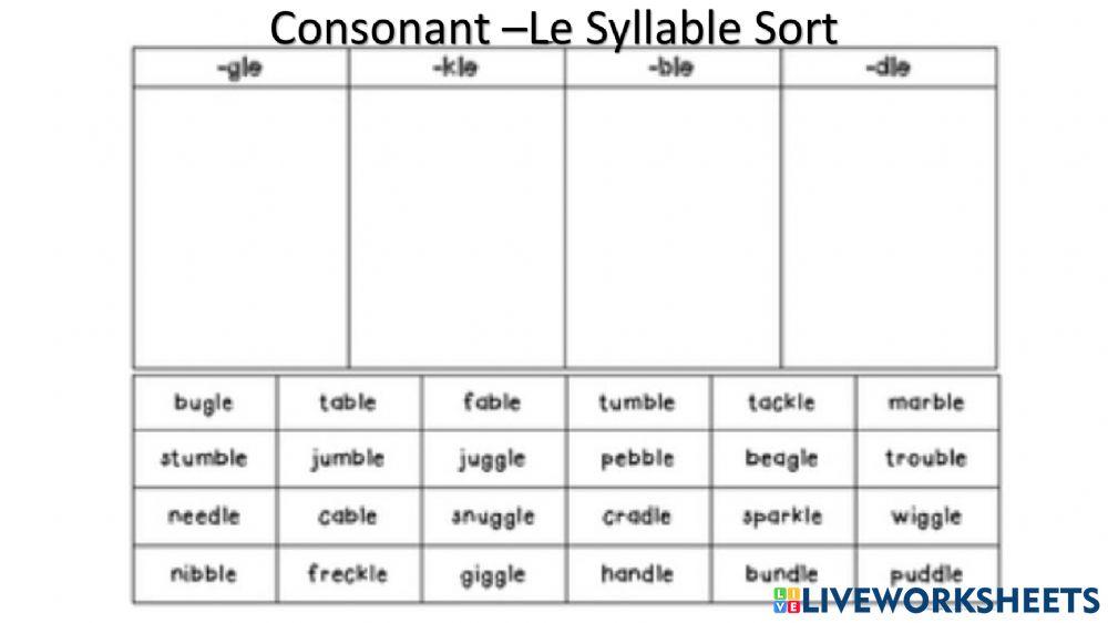 Consonant -Le Words