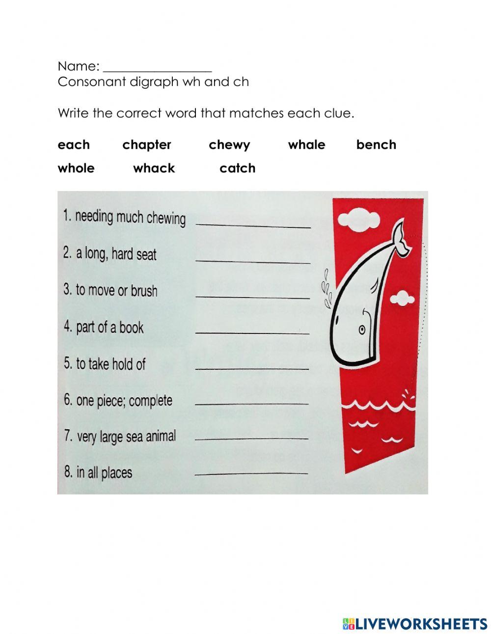 Consonant digraphs ch and wh