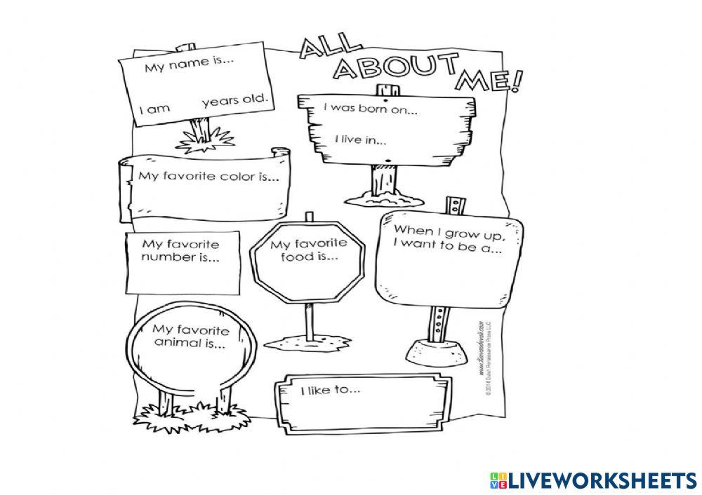 About me template worksheet Live Worksheets
