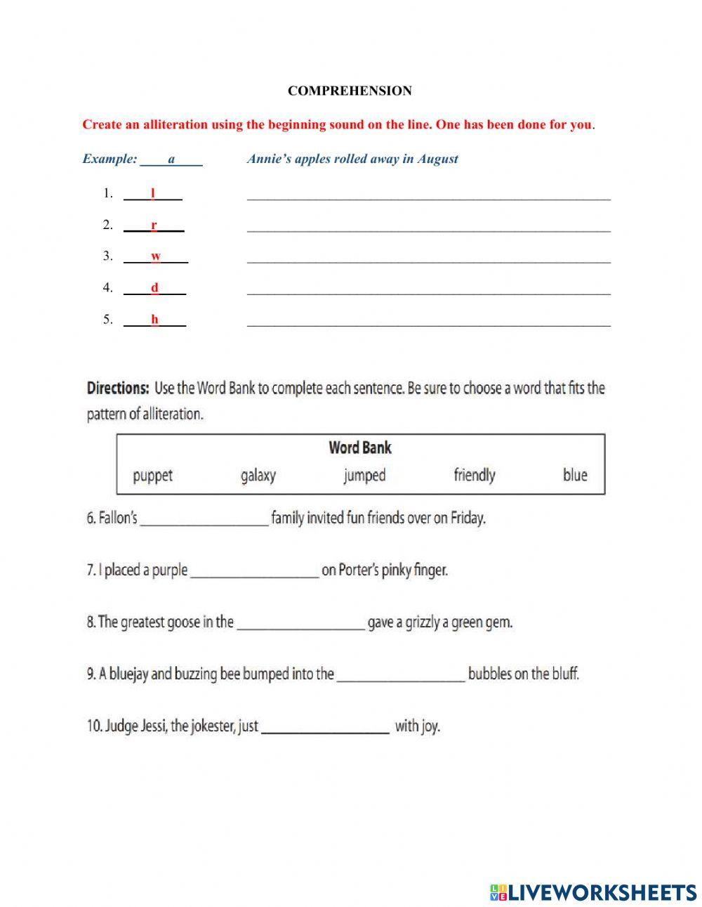 Comprehension Bi Weekly Test