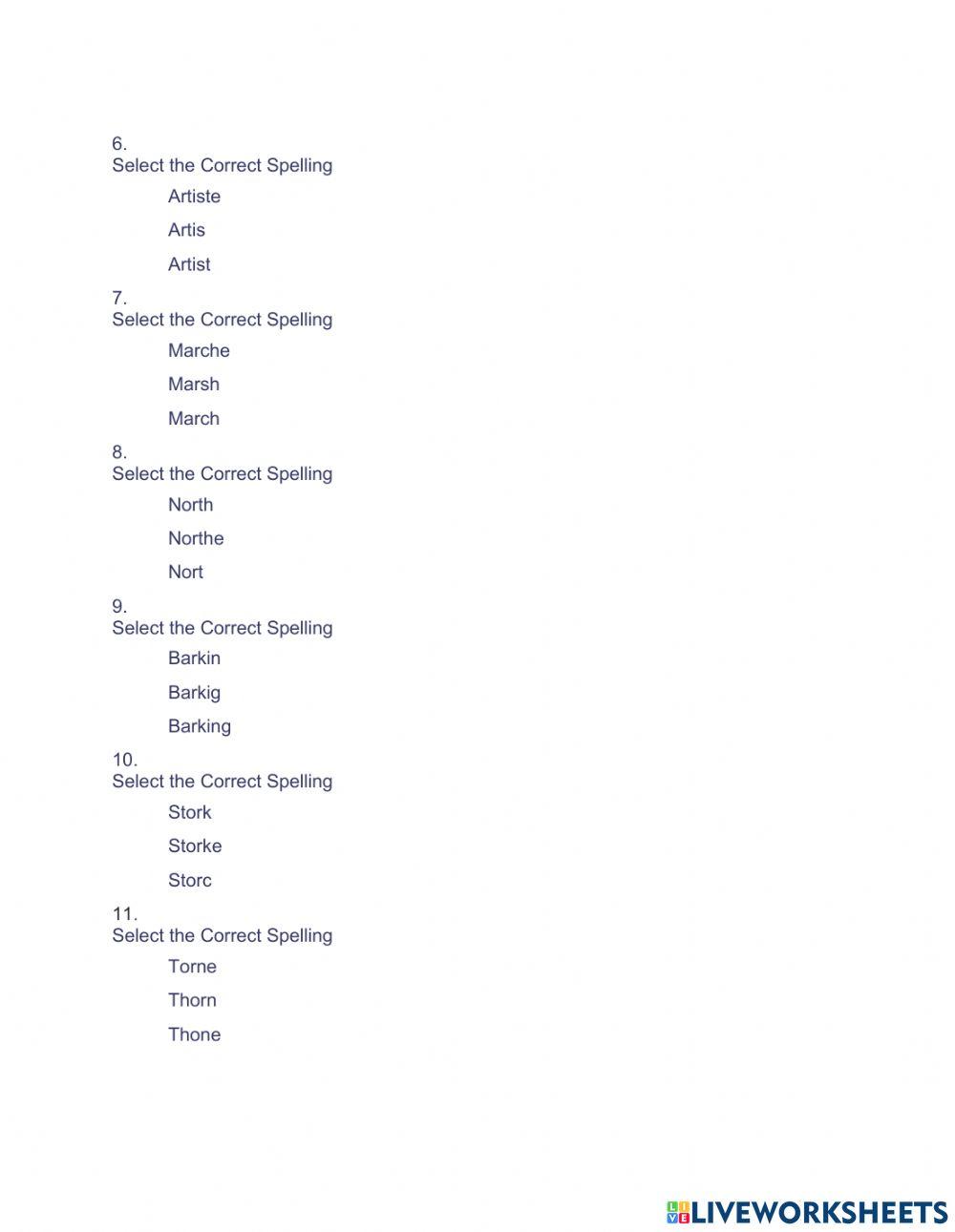 Week 15 Spelling Test