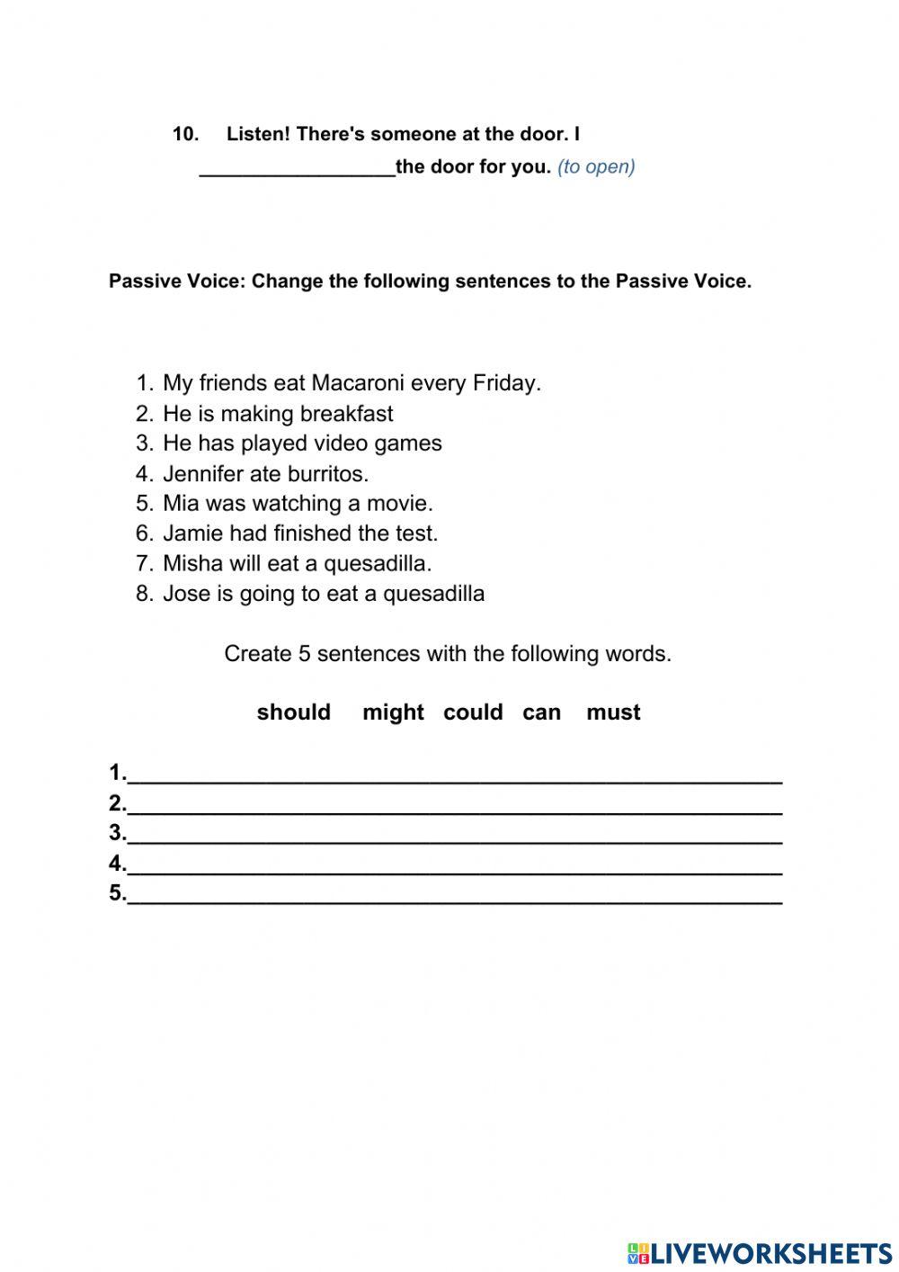 Future form + passive exam