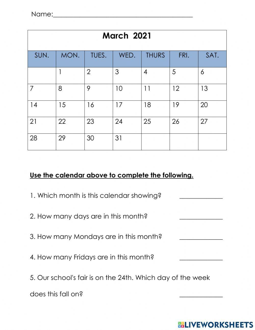 696344 Calendar SBrath LiveWorksheets