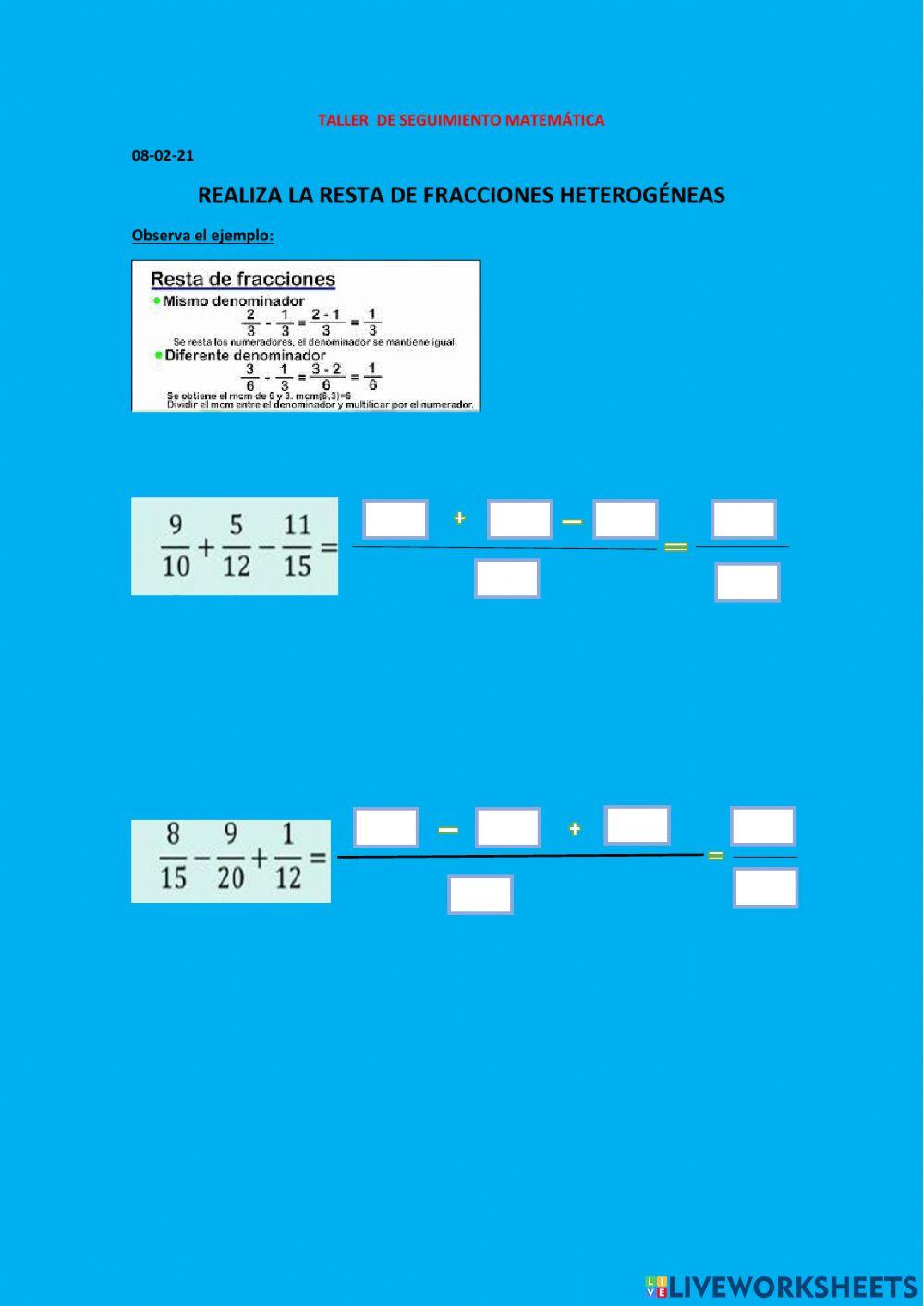 Suma y resta de fracciones