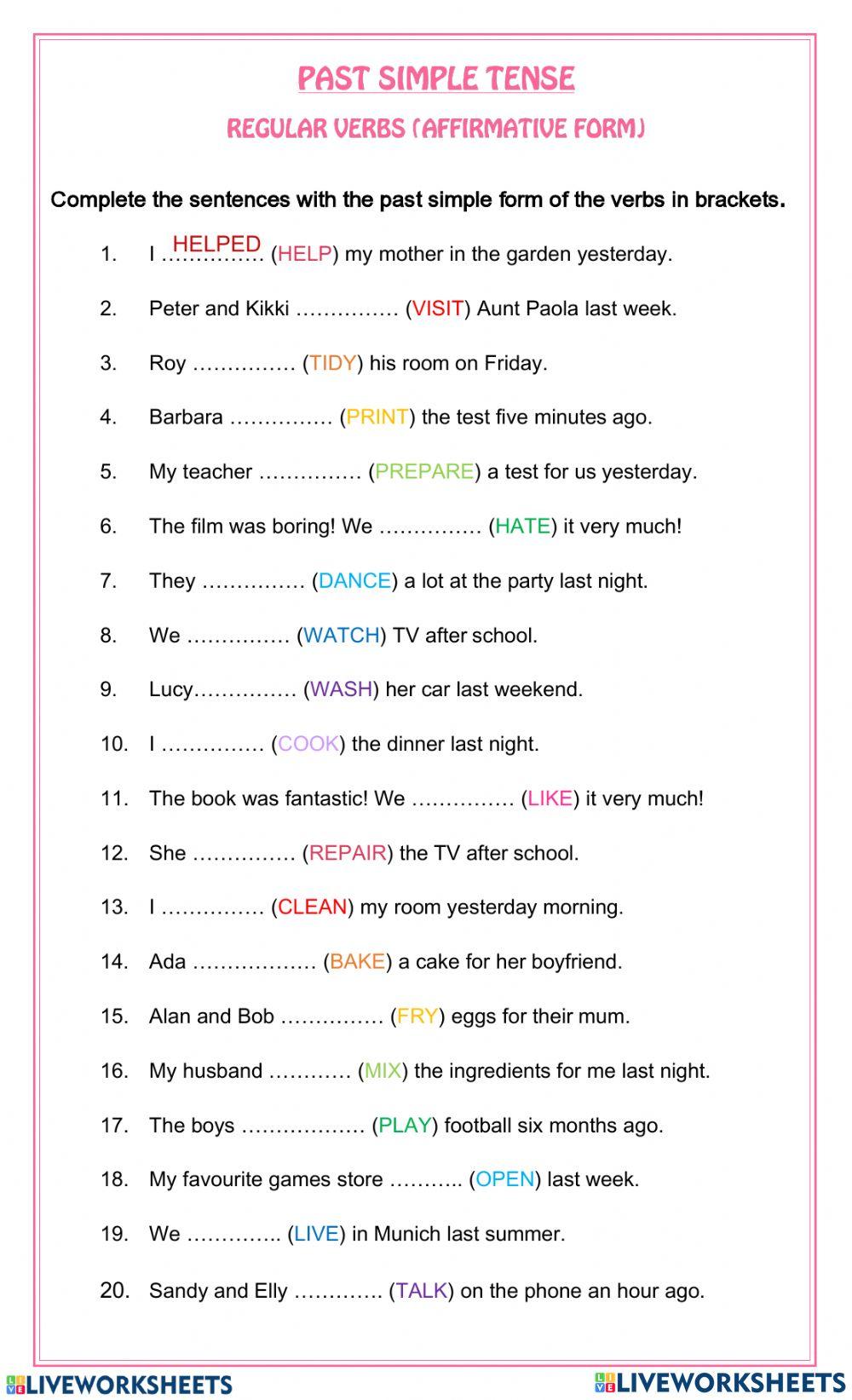 Past simple - regular verbs affirmative