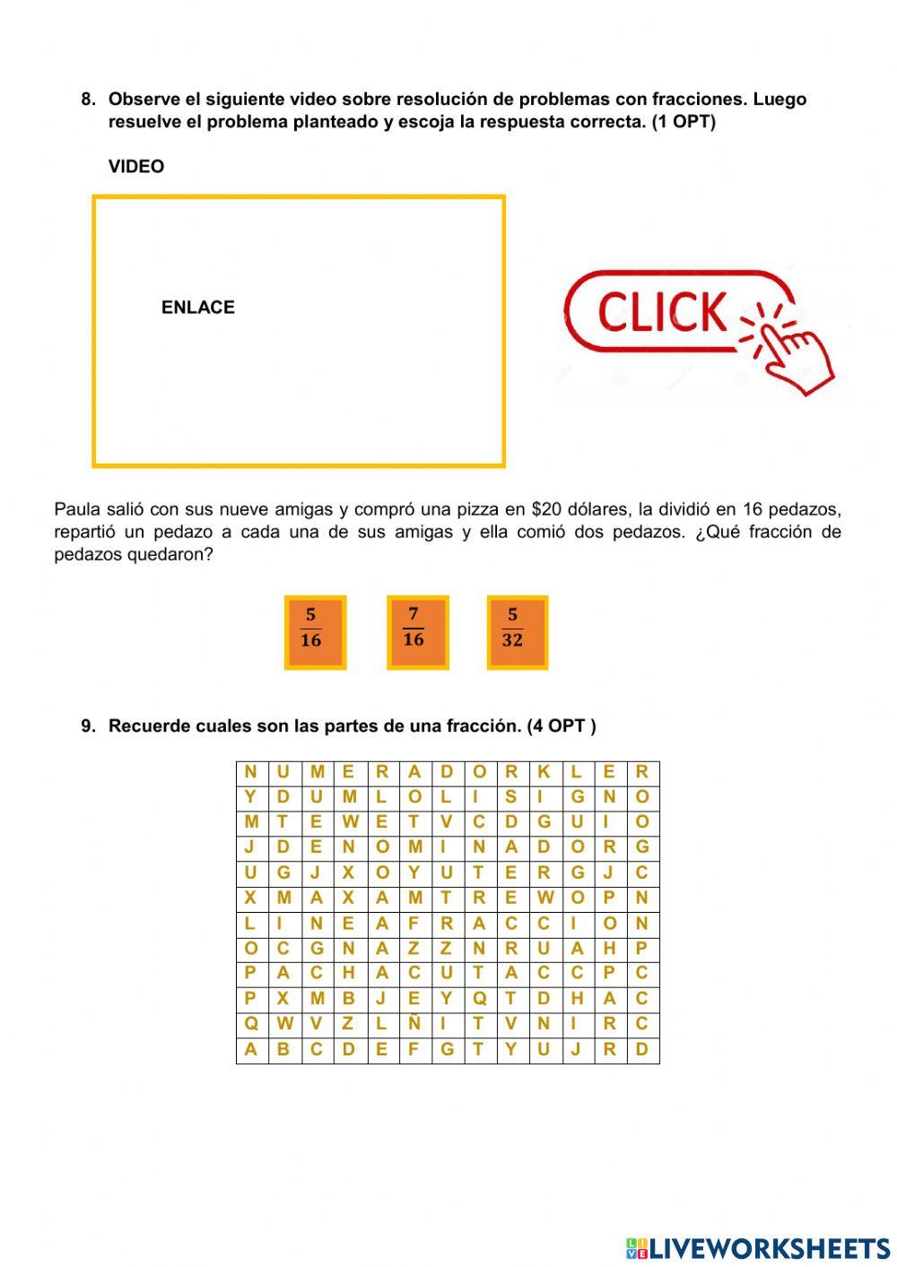 Operaciones con fracciones