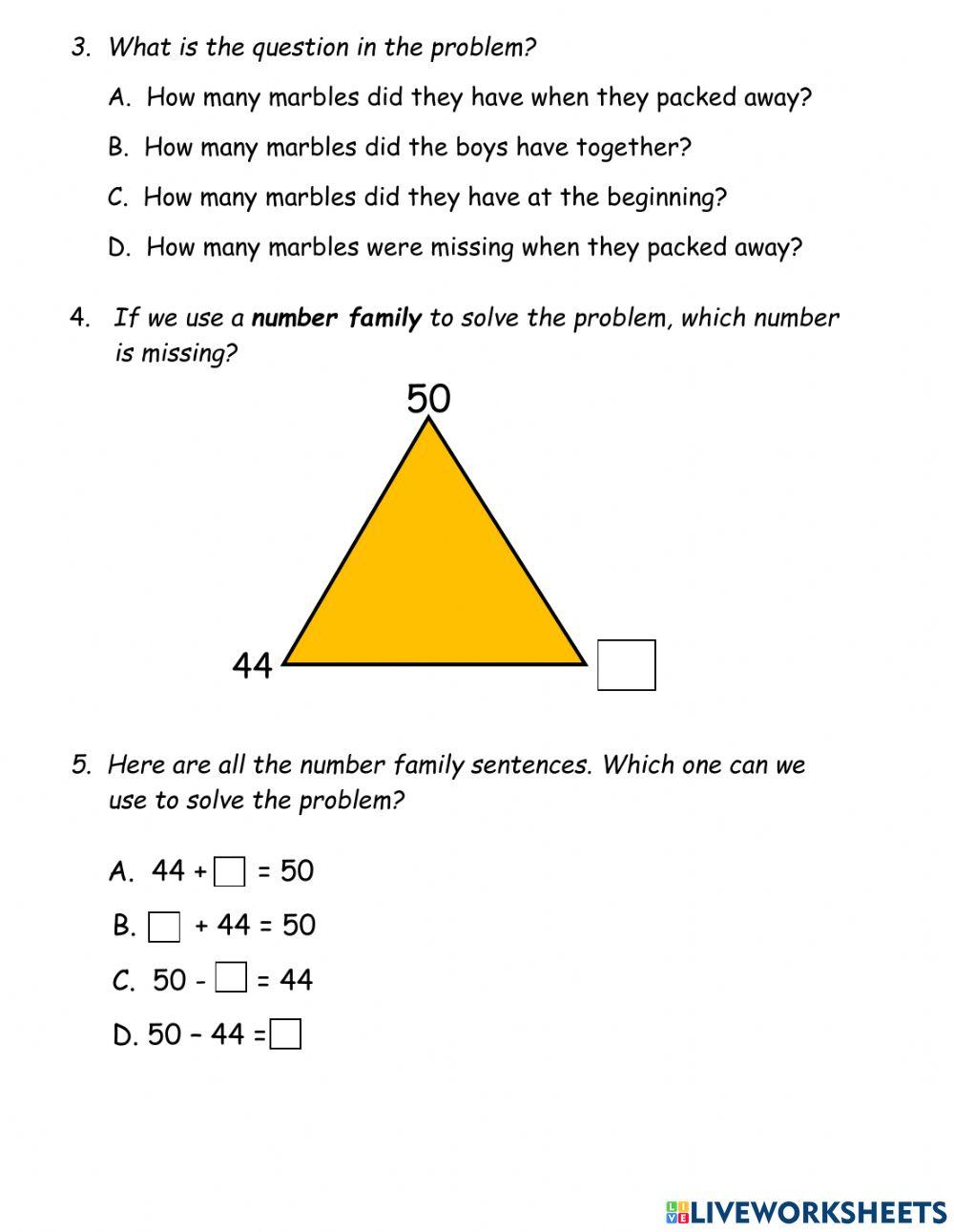 Problem Solving exercise for 2 | Live Worksheets