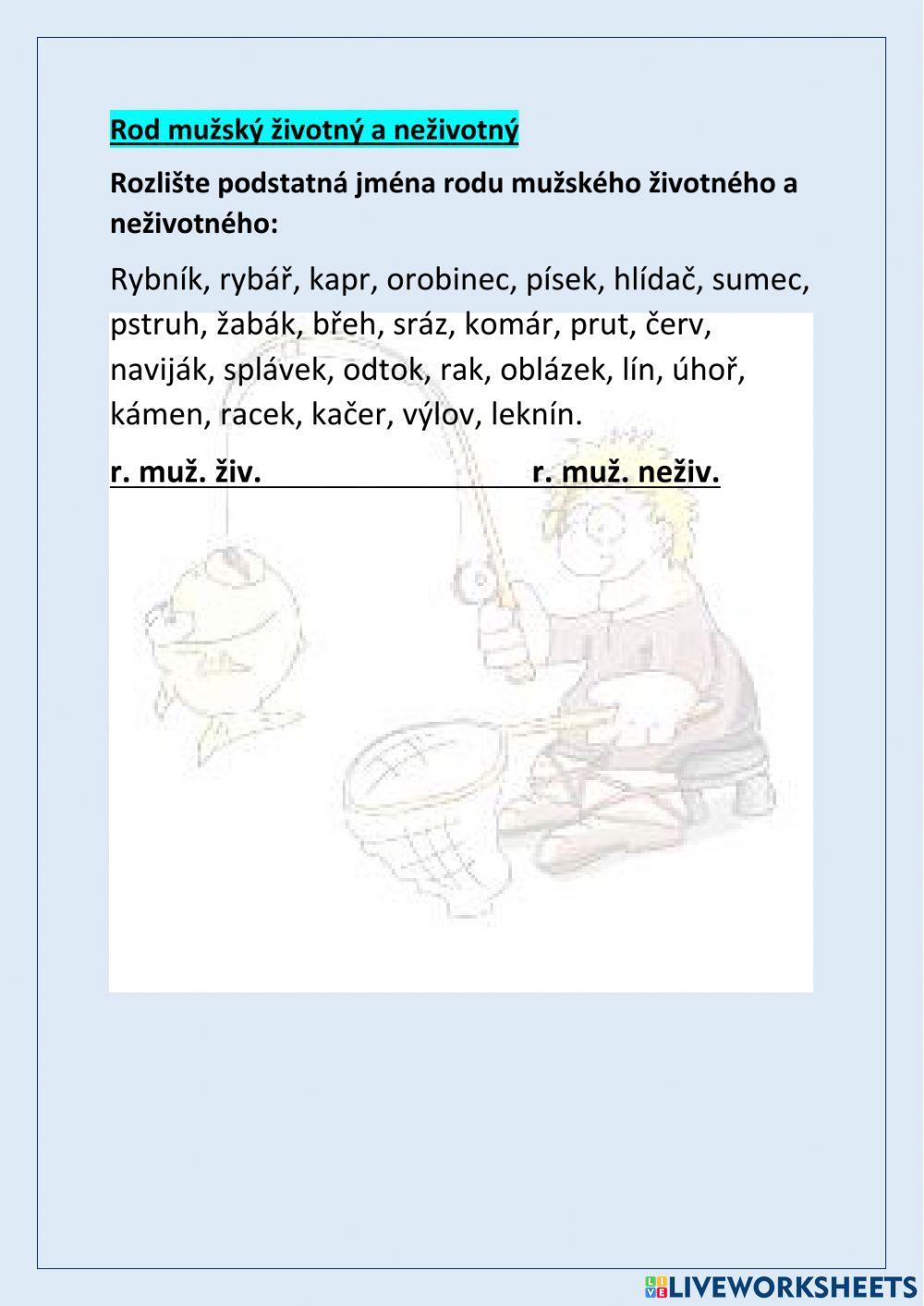 Rod mužský životný a neživotný