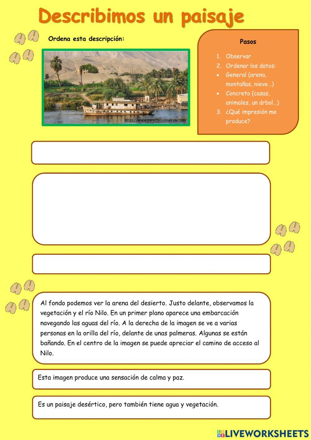 Descripción de paisajes exercise | Live Worksheets