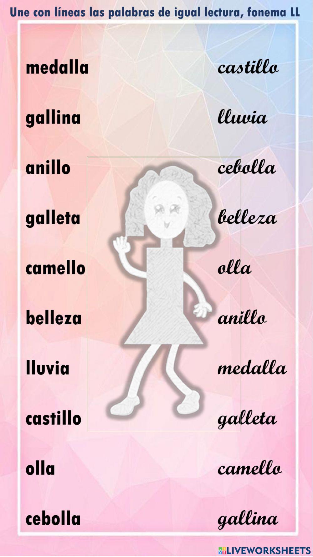 Une con líneas las palabras de igual lectura.