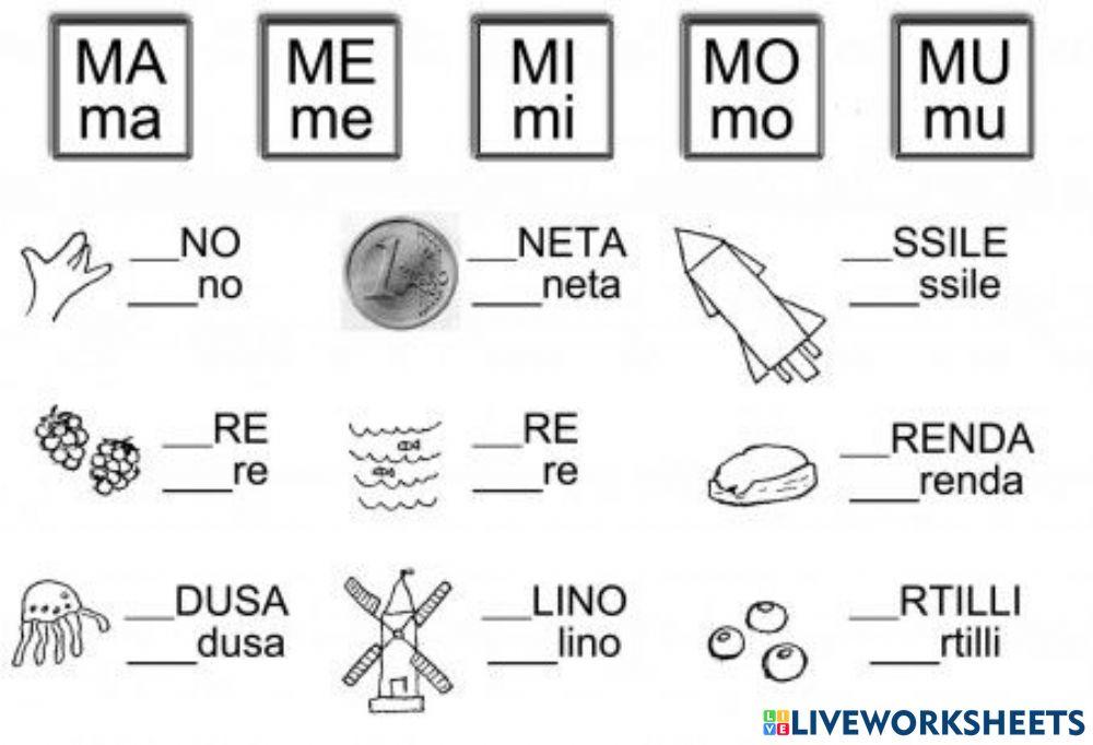 Sillabe con MA ME MI