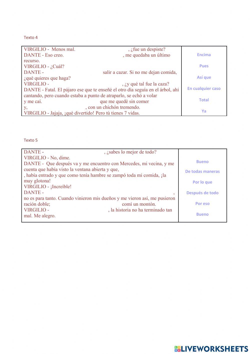 Conectores en el diálogo