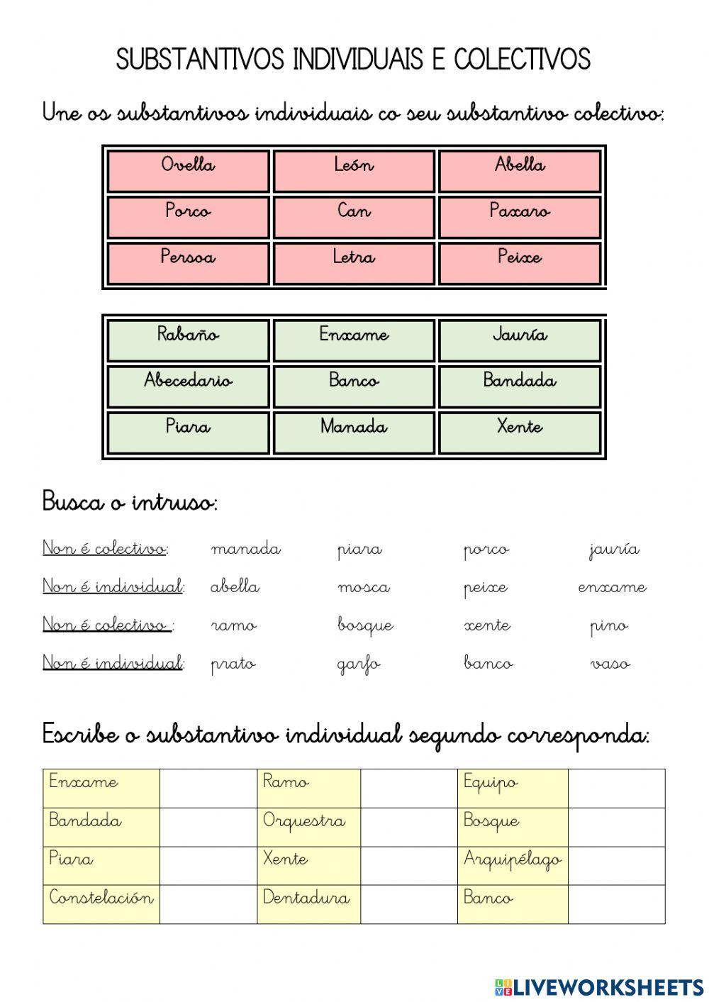 Nomes individuais e colectivos (mix)