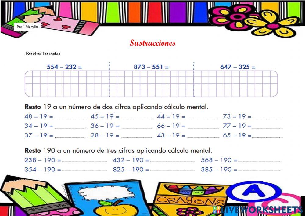 Sustracciones sin llevadas