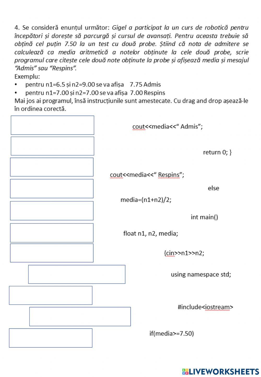 Aplicatie structura decizionala