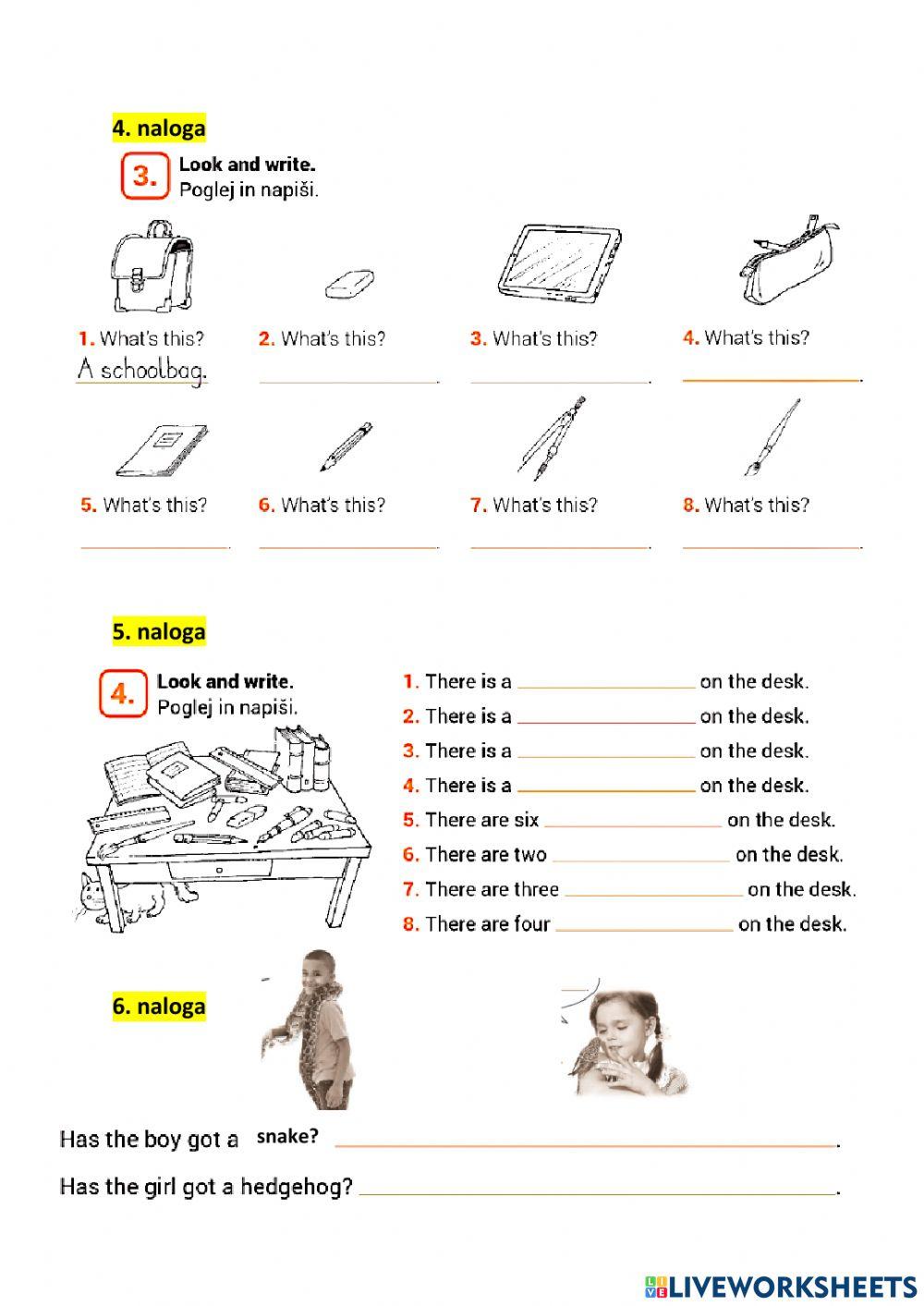 School, pets, numbers